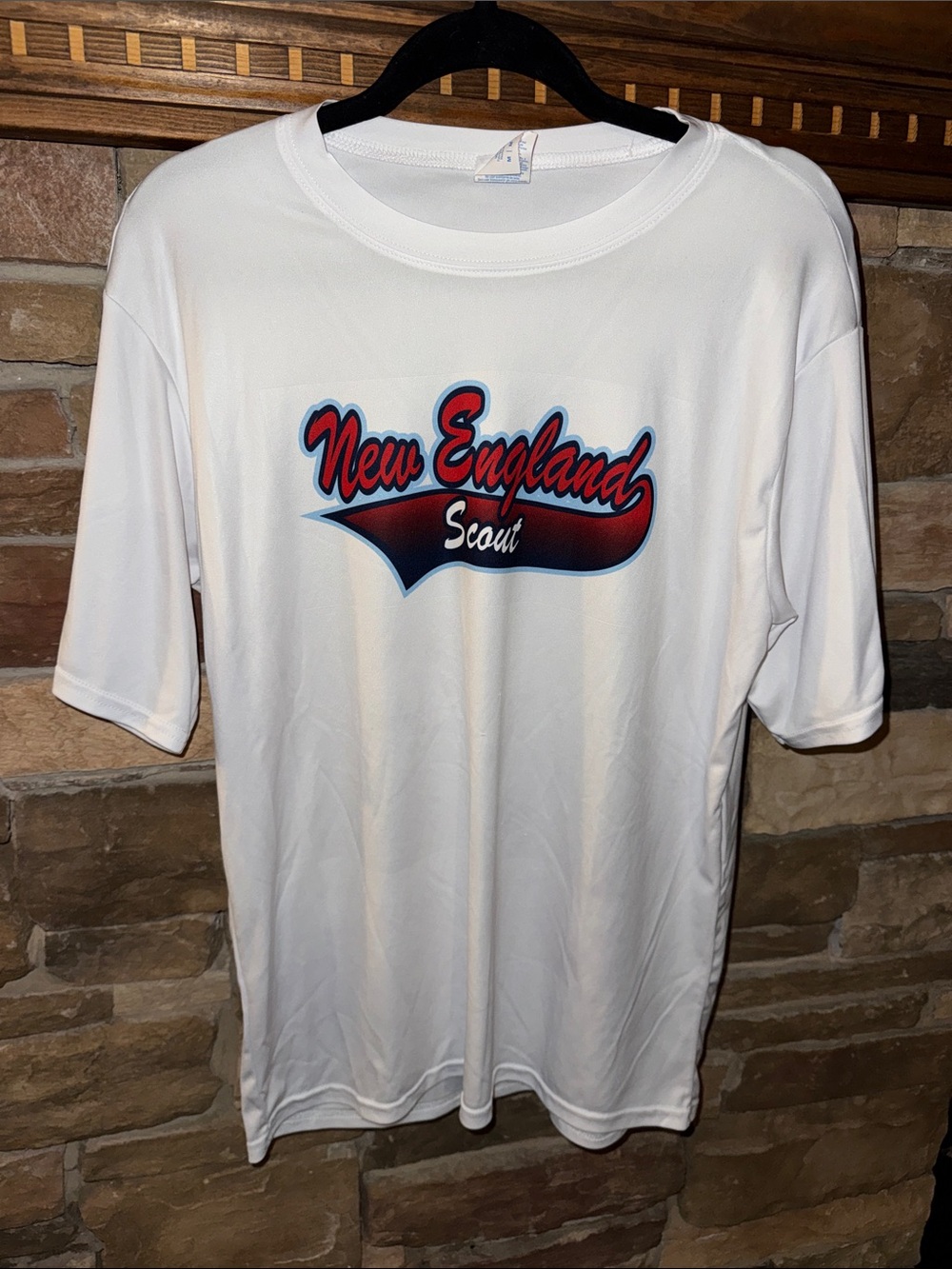 Port and Company White New England Scout Graphic Tee with Red and Navy Accents